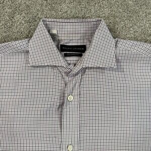 Ralph Lauren Black Label Dress Shirt 16 M Purple White Check Tailored Fit Cotton